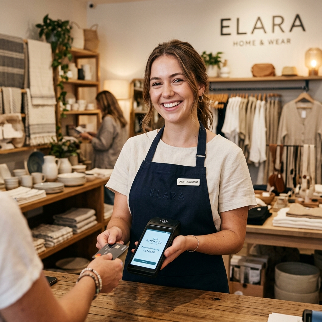 Cashier operating handheld terminal
